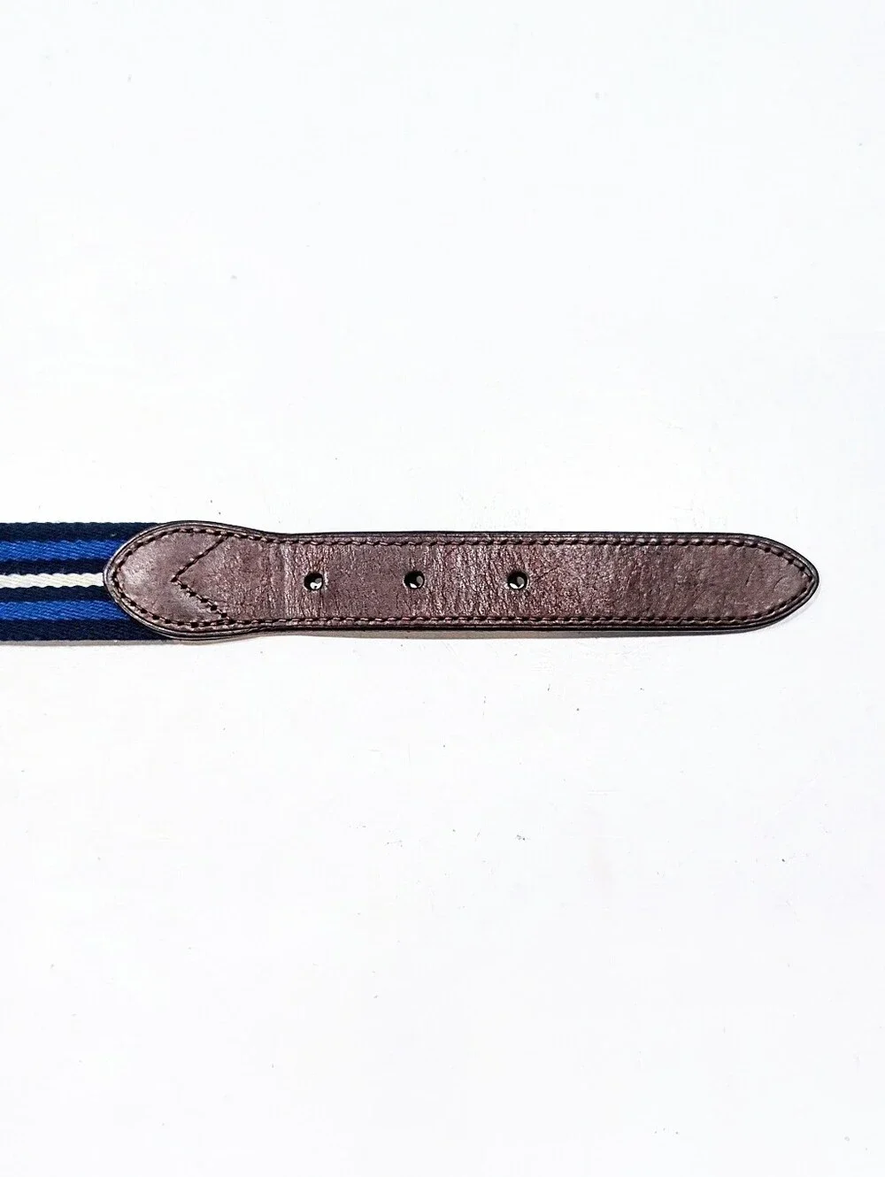Vintage Polo Ralph Lauren RL67 Belt Mens 40 Navy Blue White Striped Leather